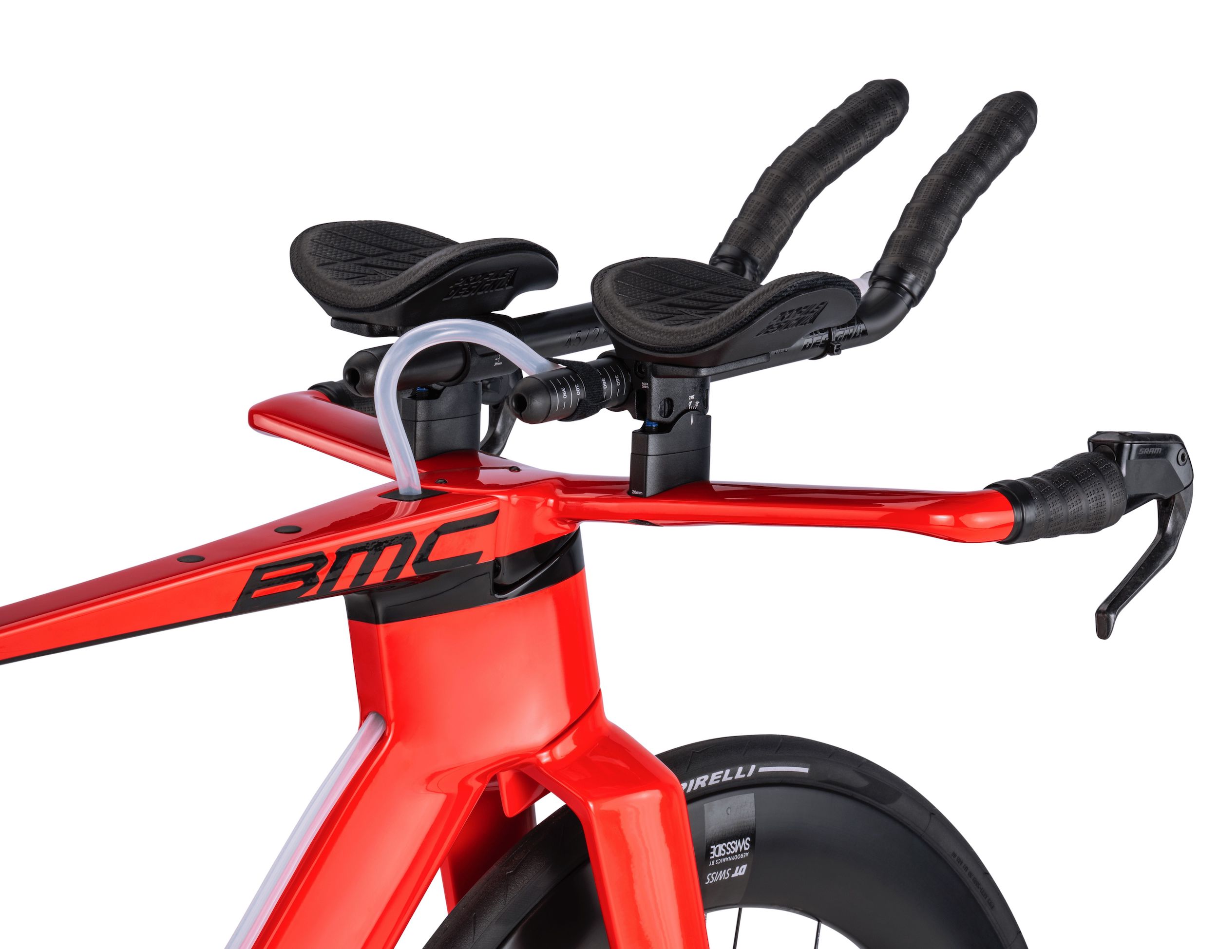 BMC Speedmachine 01 TWO neon-red / carbon-black (2024) Sram Force AXS 2x12